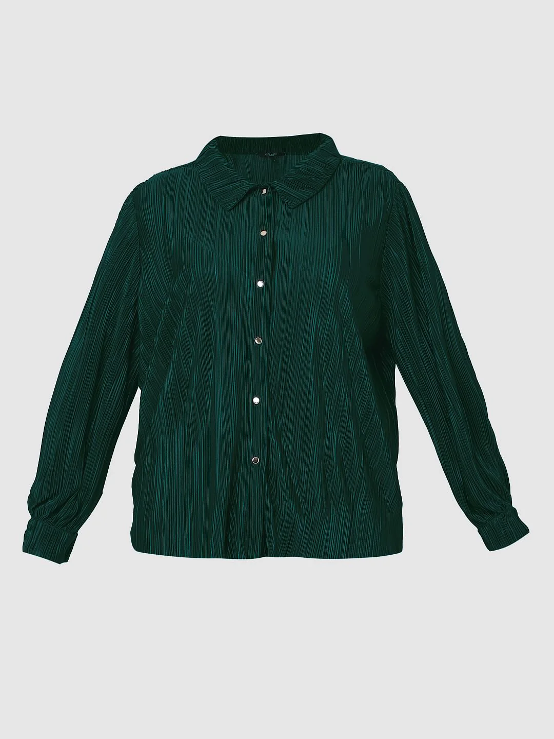 Curve Green Plisse Co-Ord Set Shirt - Image 7