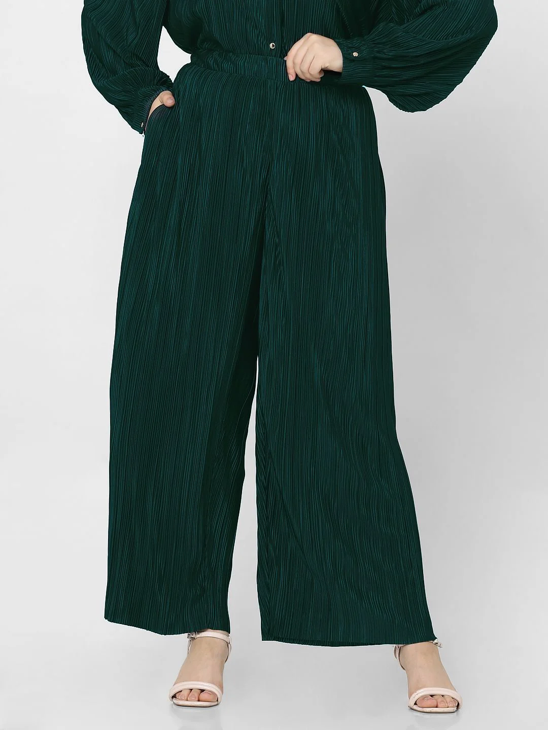 Curve Dark Green High Rise Co-Ord Set Pants - Image 2