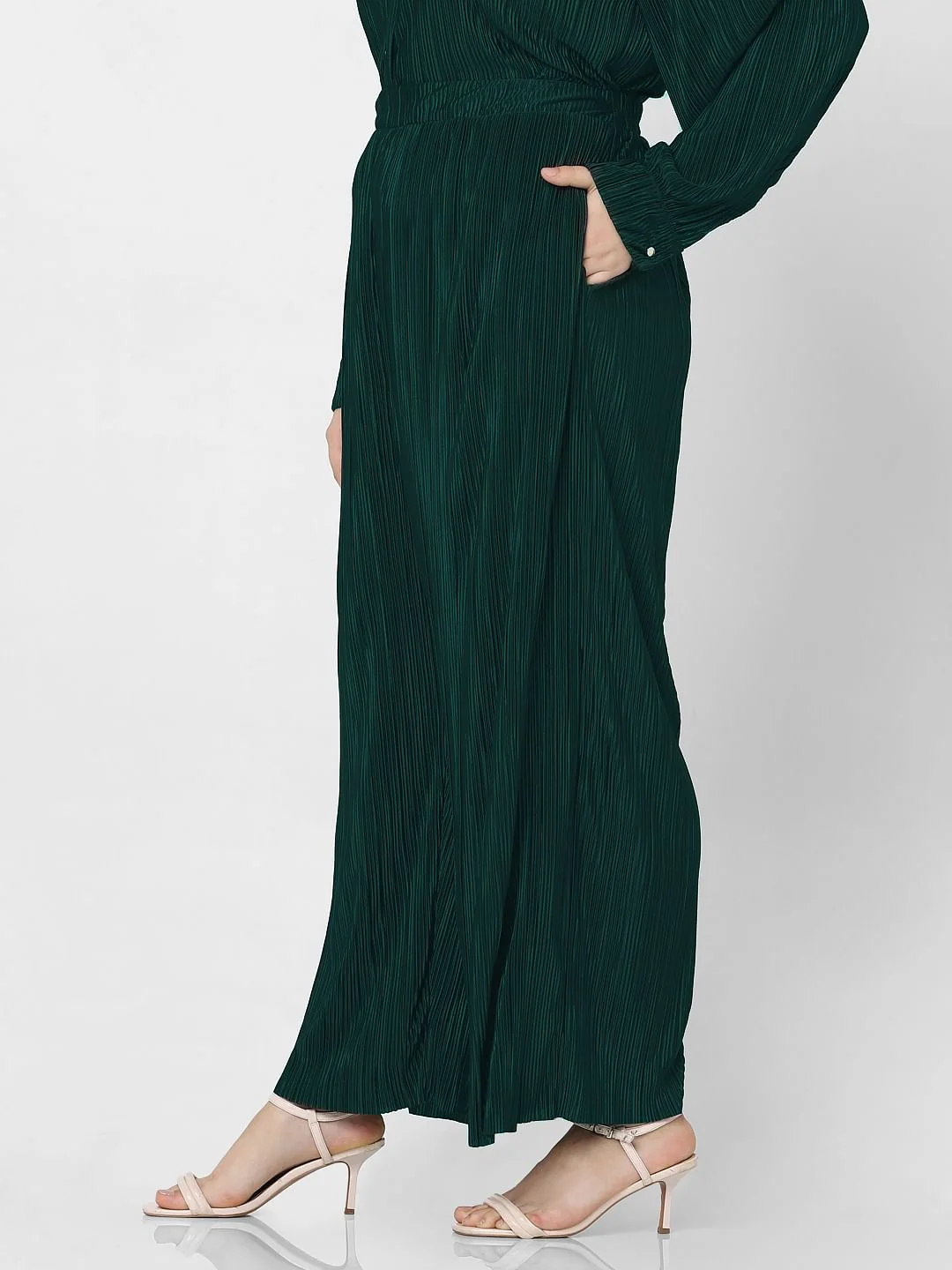 Curve Dark Green High Rise Co-Ord Set Pants - Image 3