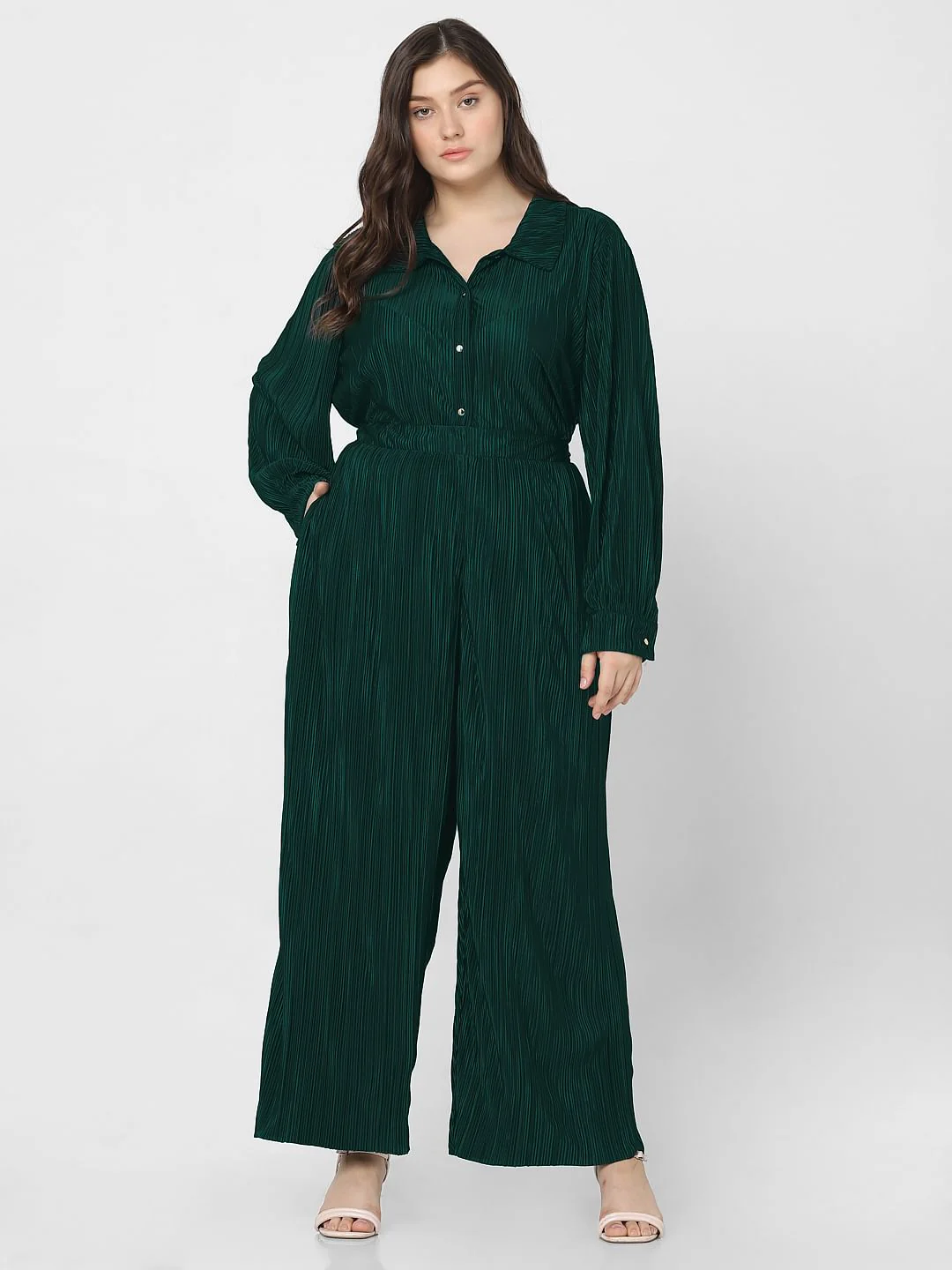 Curve Dark Green High Rise Co-Ord Set Pants - Image 5