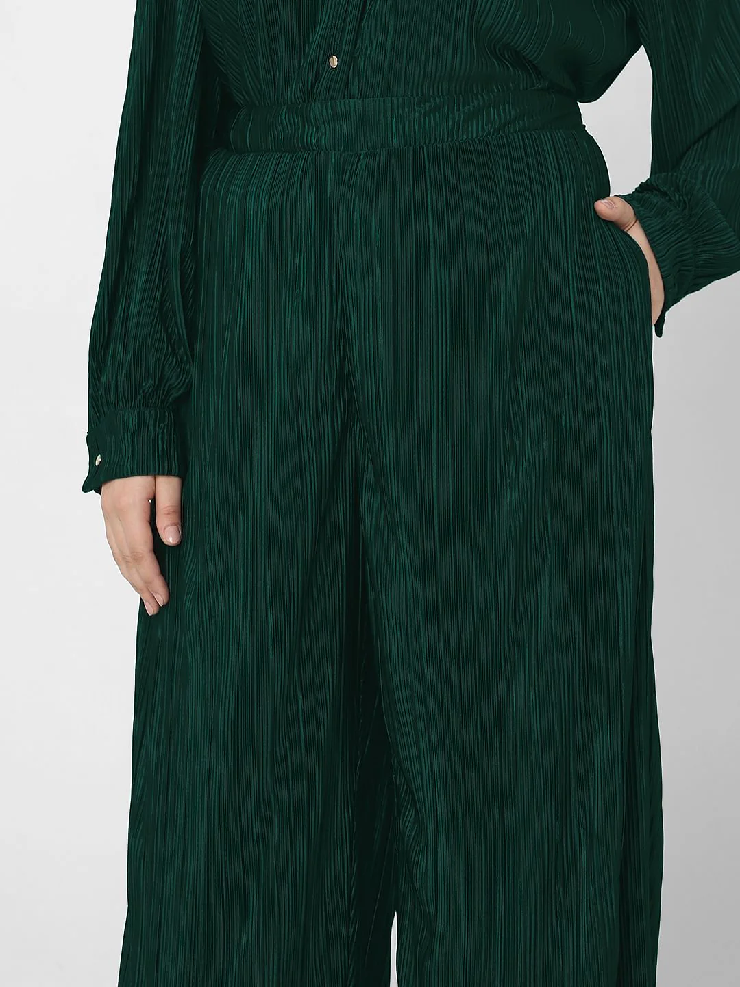 Curve Dark Green High Rise Co-Ord Set Pants - Image 6
