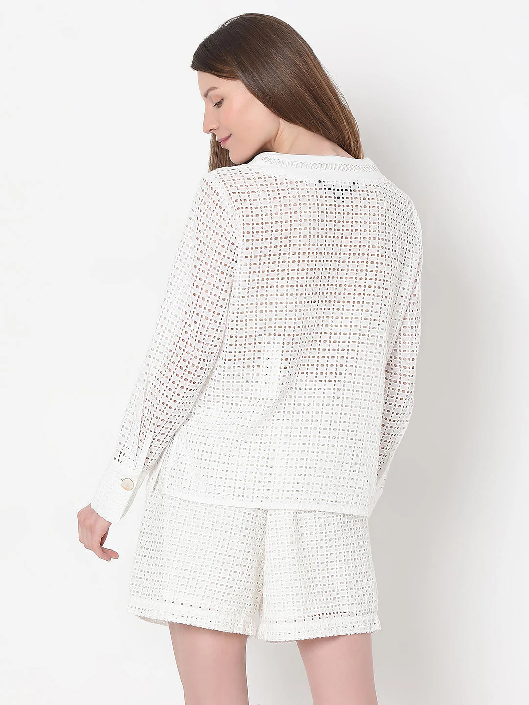White Schiffli Co-Ord Set Top - Image 4
