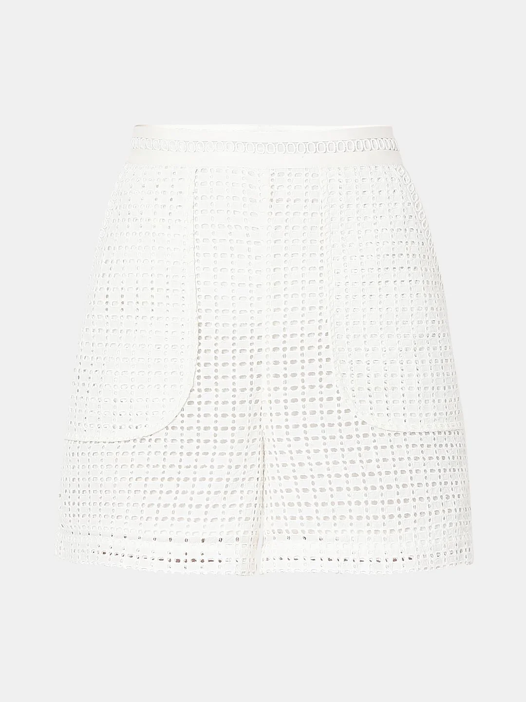 White Schiffli Co-Ord Set Shorts - Image 7