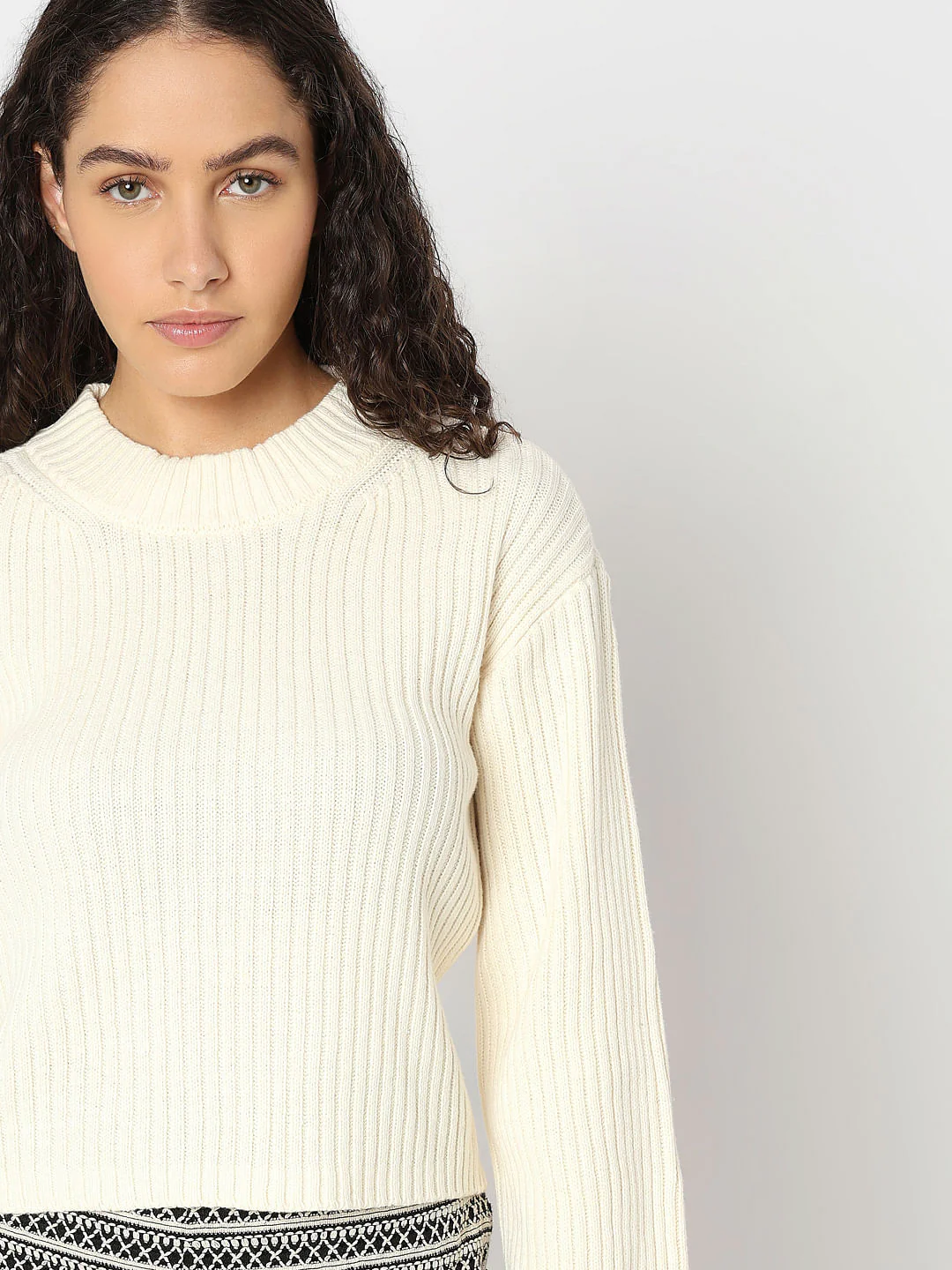 Ecru Ribbed Knitted Pullover - Image 6