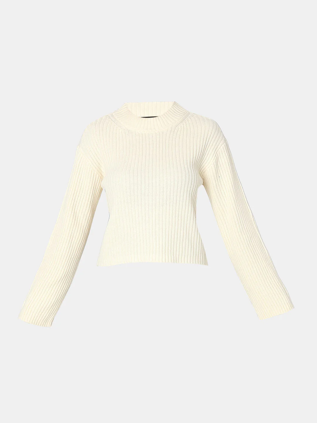 Ecru Ribbed Knitted Pullover - Image 7