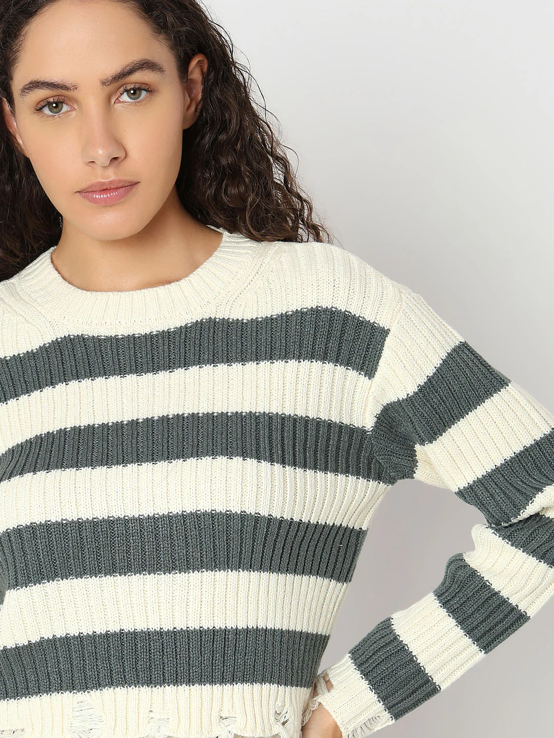 Ecru Colourblocked Knitted Pullover - Image 6