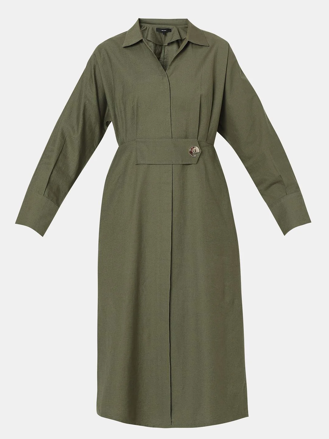 Green Cotton Shirt Dress - Image 6