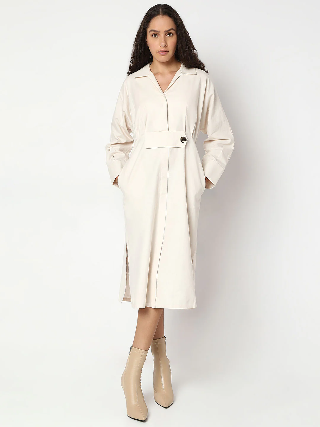 Off-White Midi Shirt Dress - Image 2