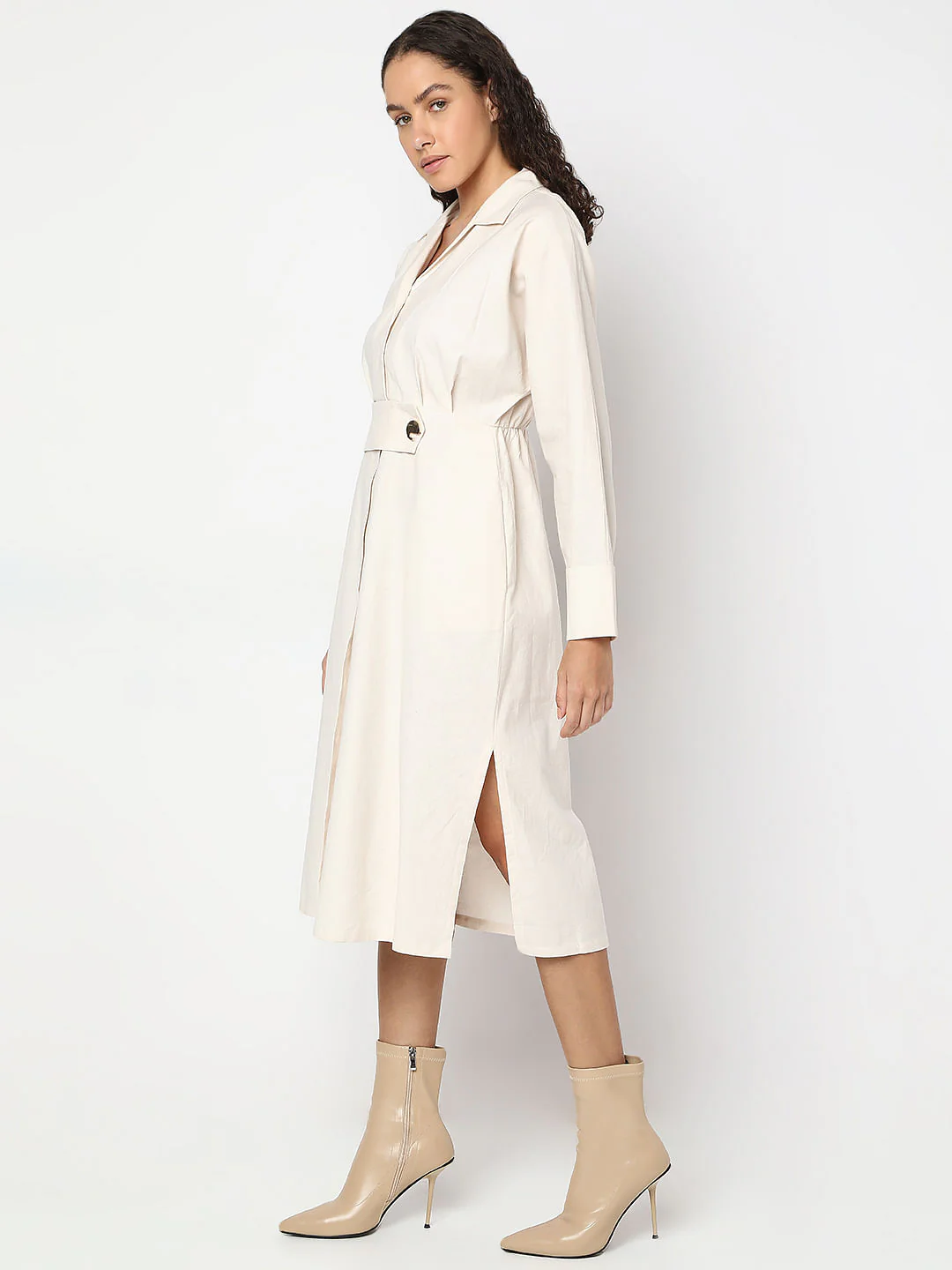 Off-White Midi Shirt Dress - Image 3