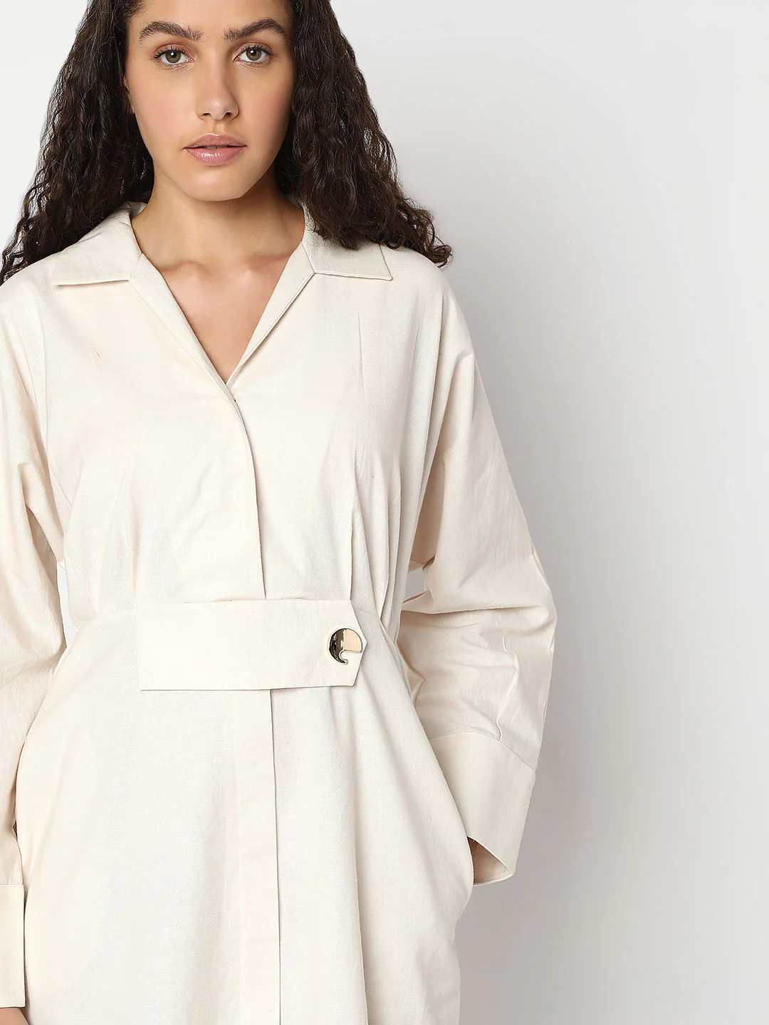 Off-White Midi Shirt Dress - Image 5