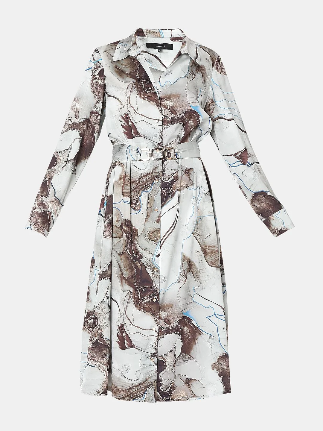 Grey Printed Midi Shirt Dress - Image 6