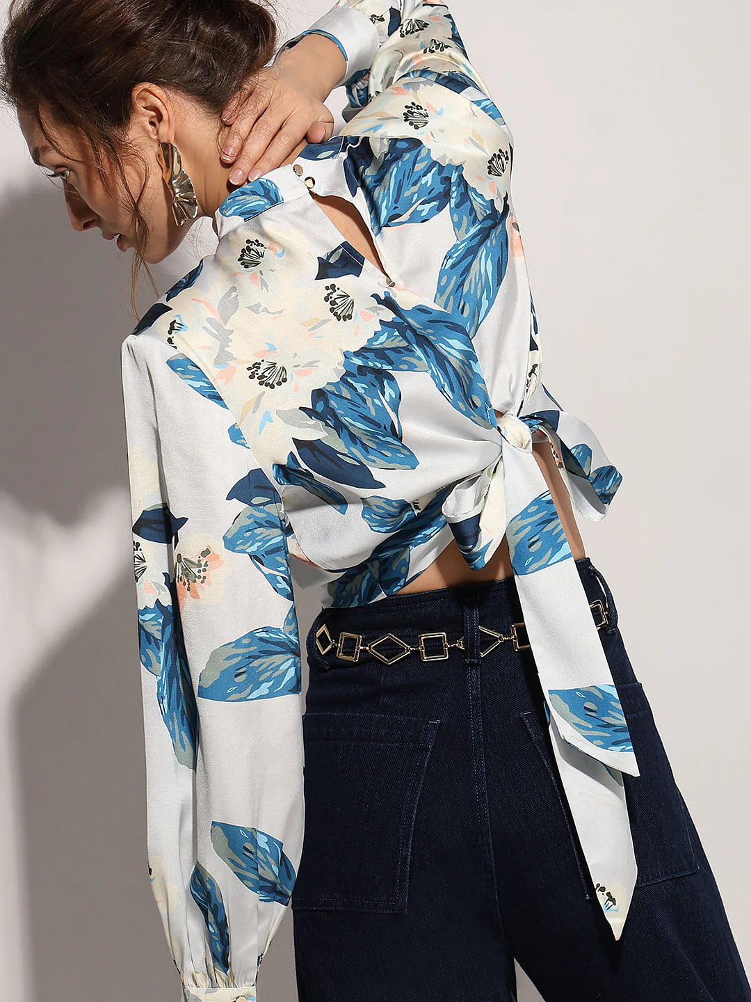 Blue Floral Print Top
