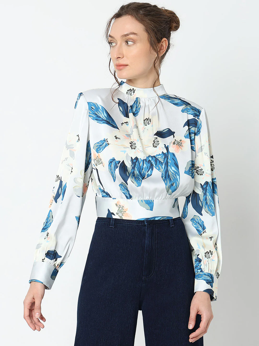 Blue Floral Print Top - Image 2