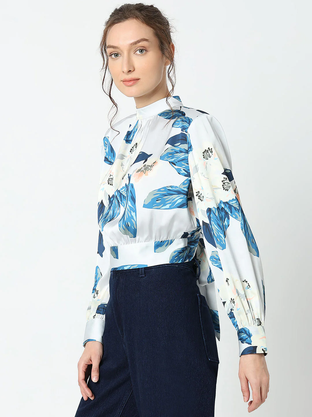 Blue Floral Print Top - Image 3