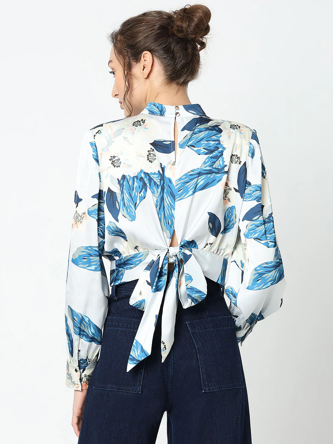 Blue Floral Print Top - Image 4