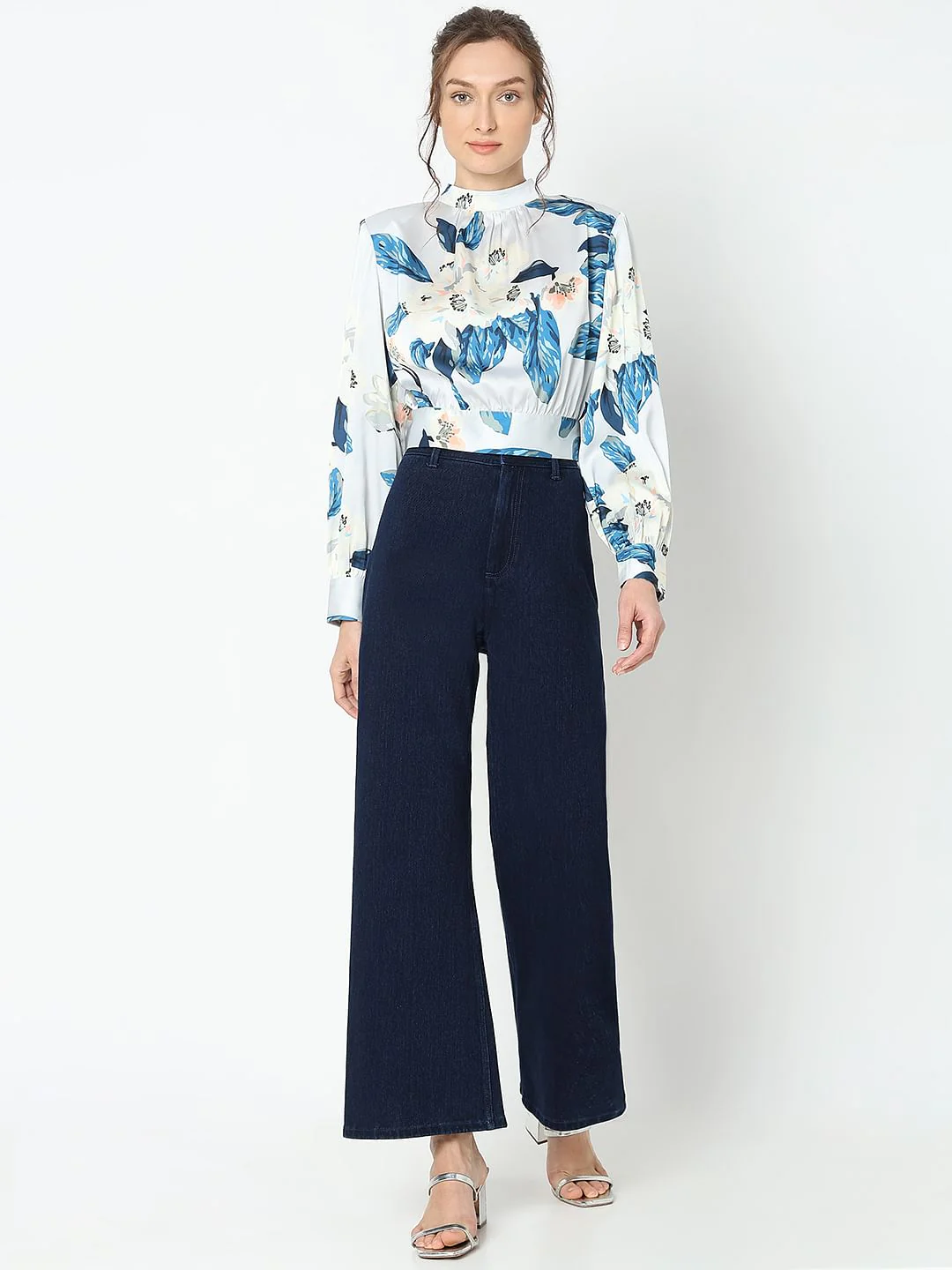 Blue Floral Print Top - Image 5