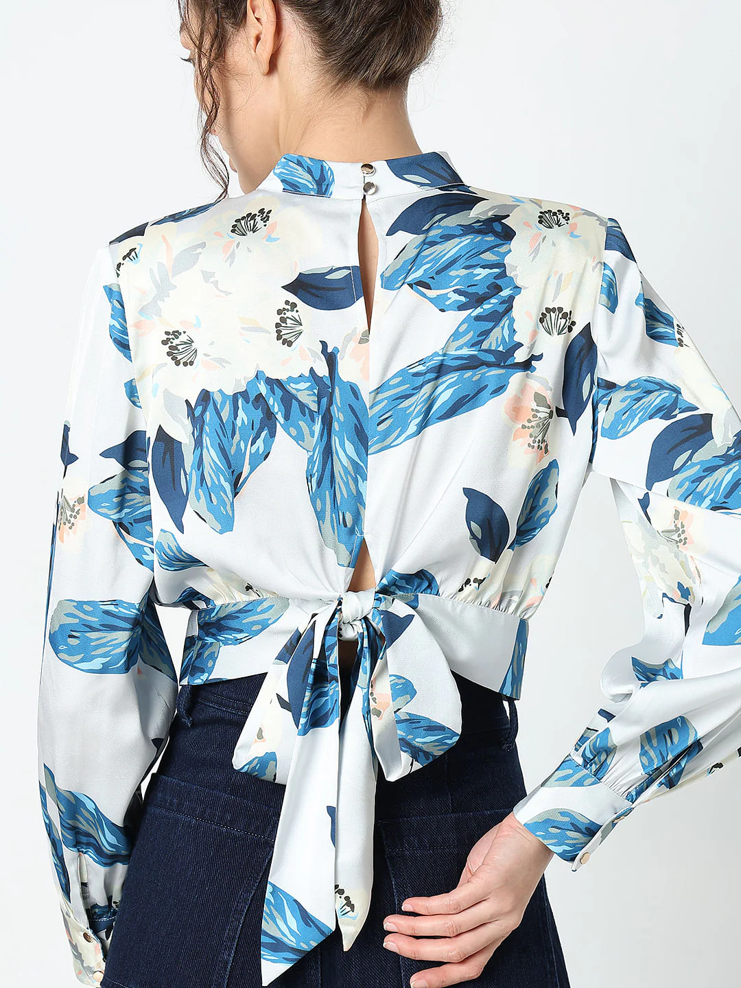 Blue Floral Print Top - Image 6