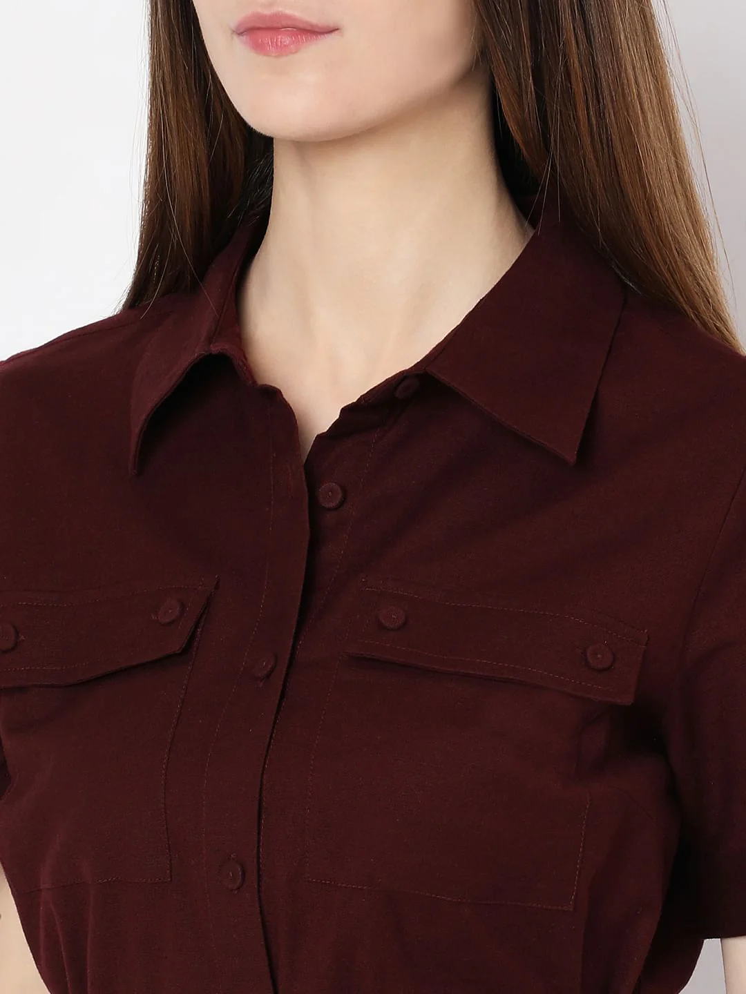Dark Brown Cotton Shirt Dress - Image 6