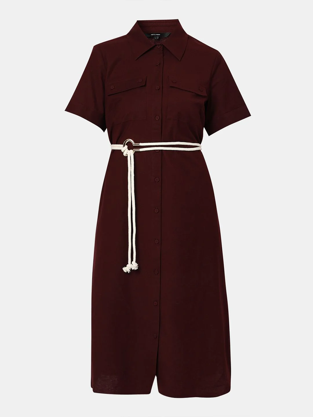 Dark Brown Cotton Shirt Dress - Image 7