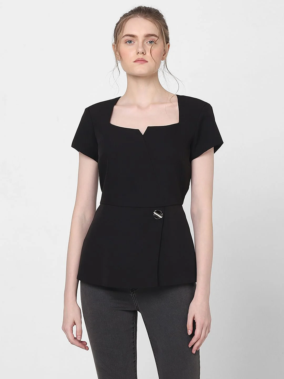 Black Peplum Fit Top - Image 2
