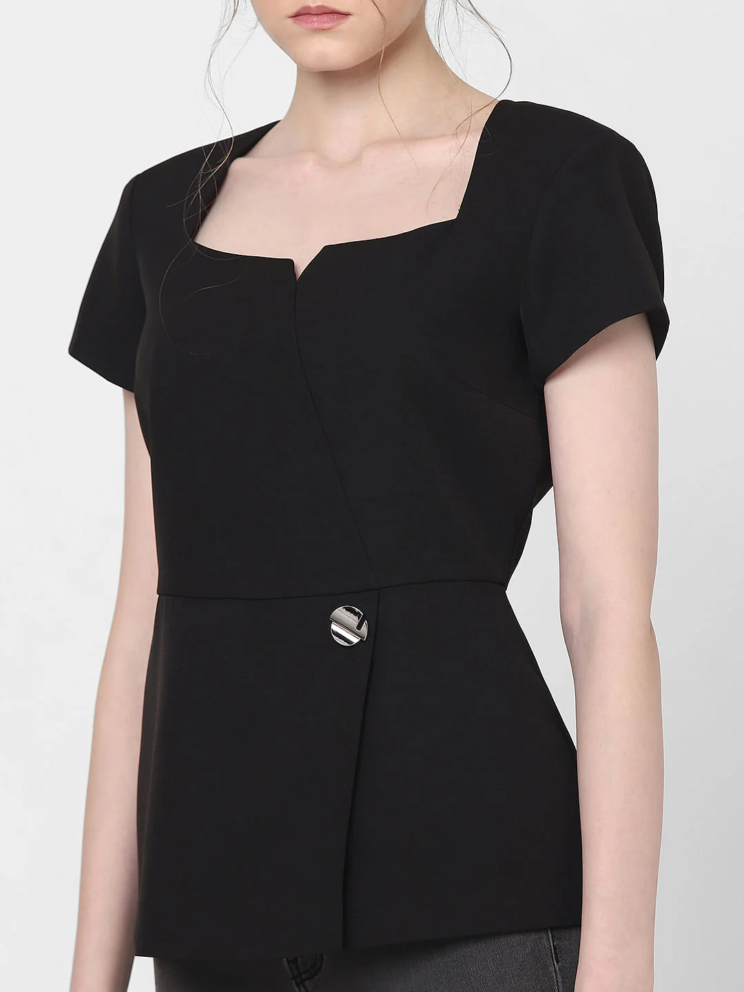 Black Peplum Fit Top - Image 5