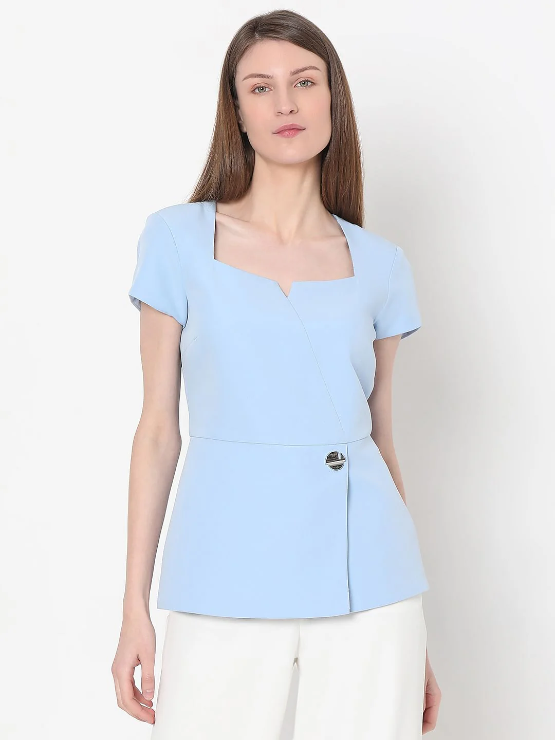 Blue Peplum Top - Image 2