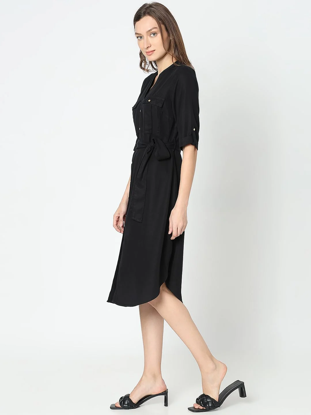 Black Utility Shirt Dress - Image 3