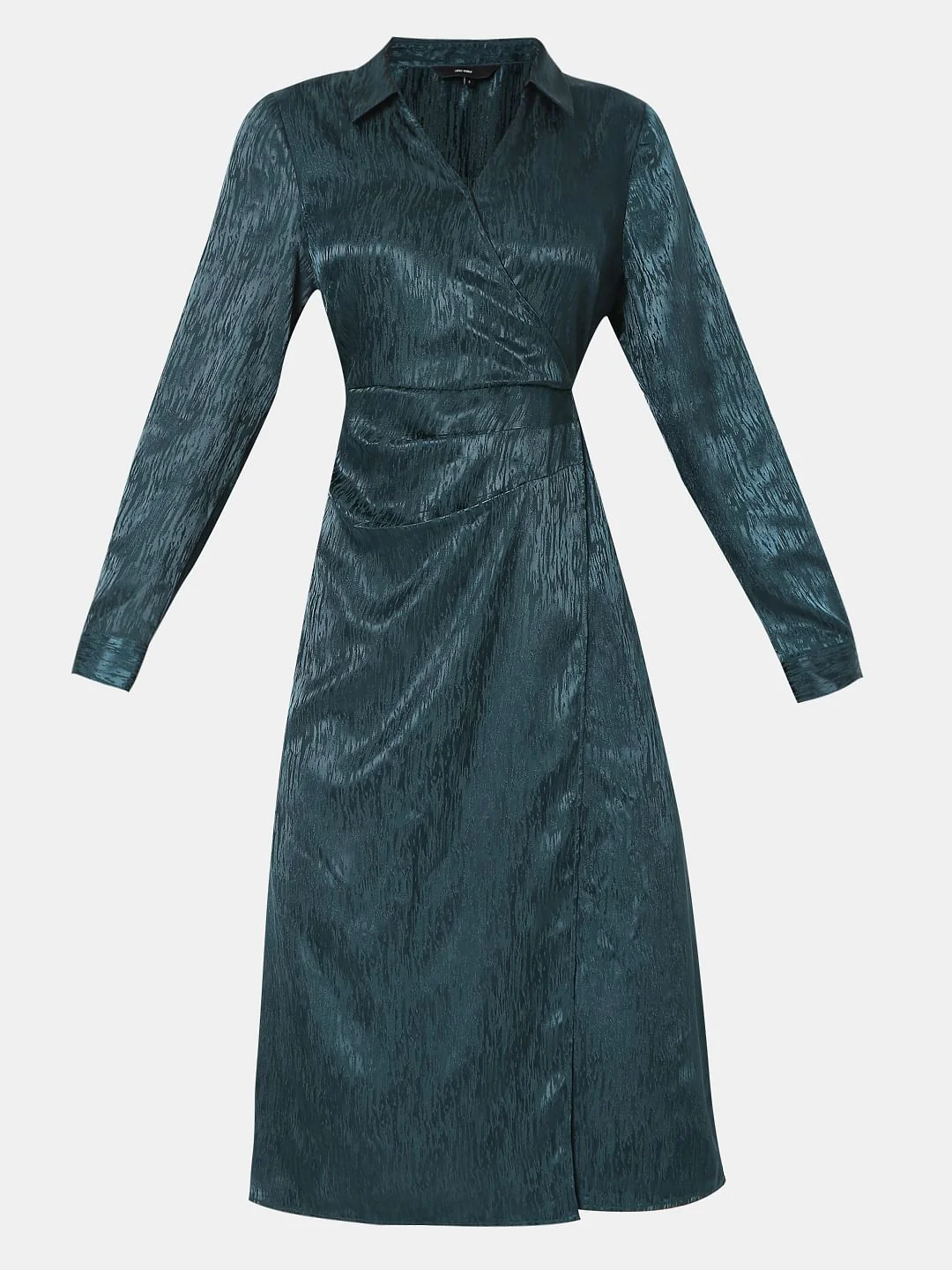 Dark Green Mock Wrap Midi Dress - Image 6