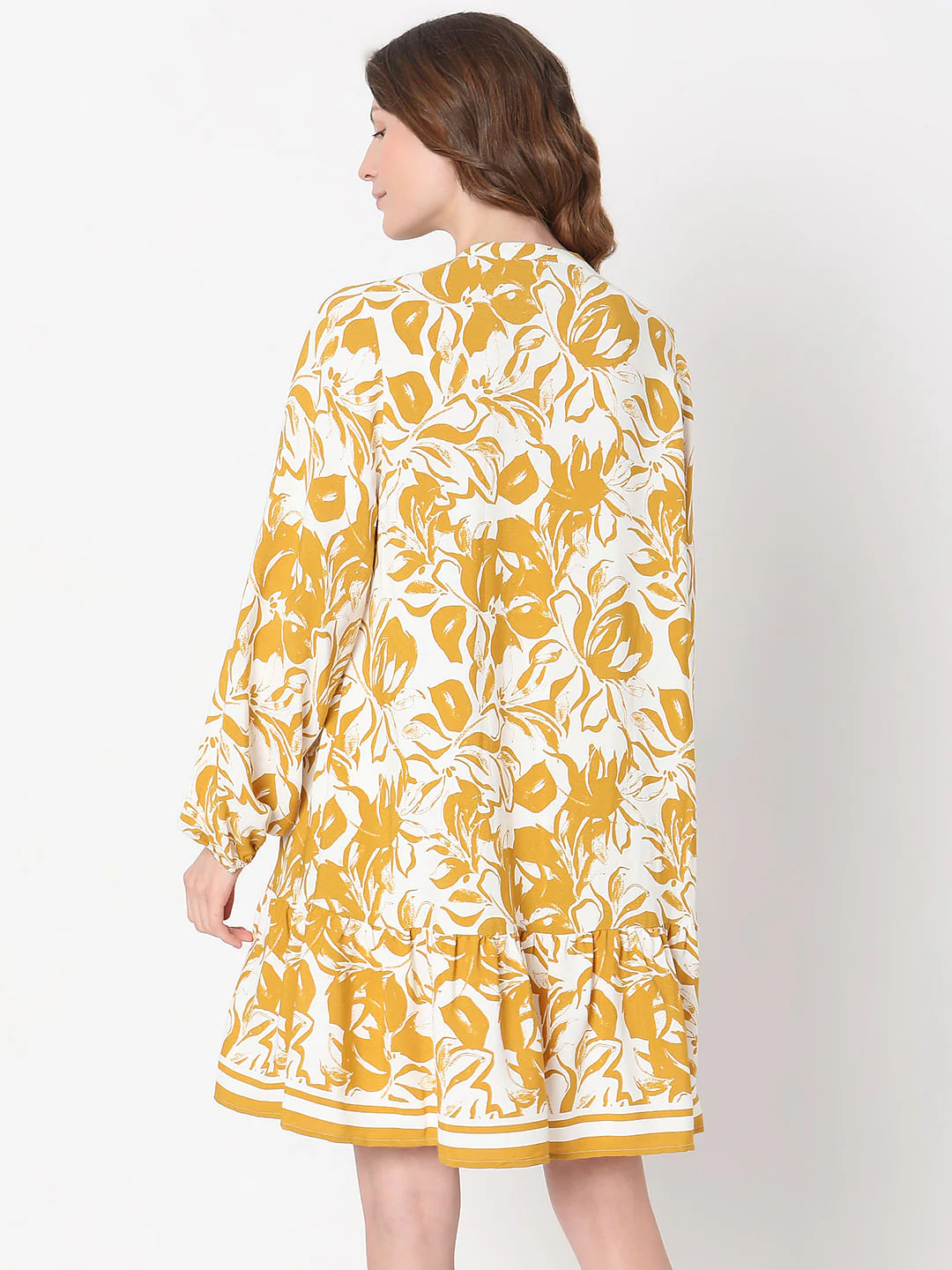 Yellow Abstract Print Midi Dress - Image 4