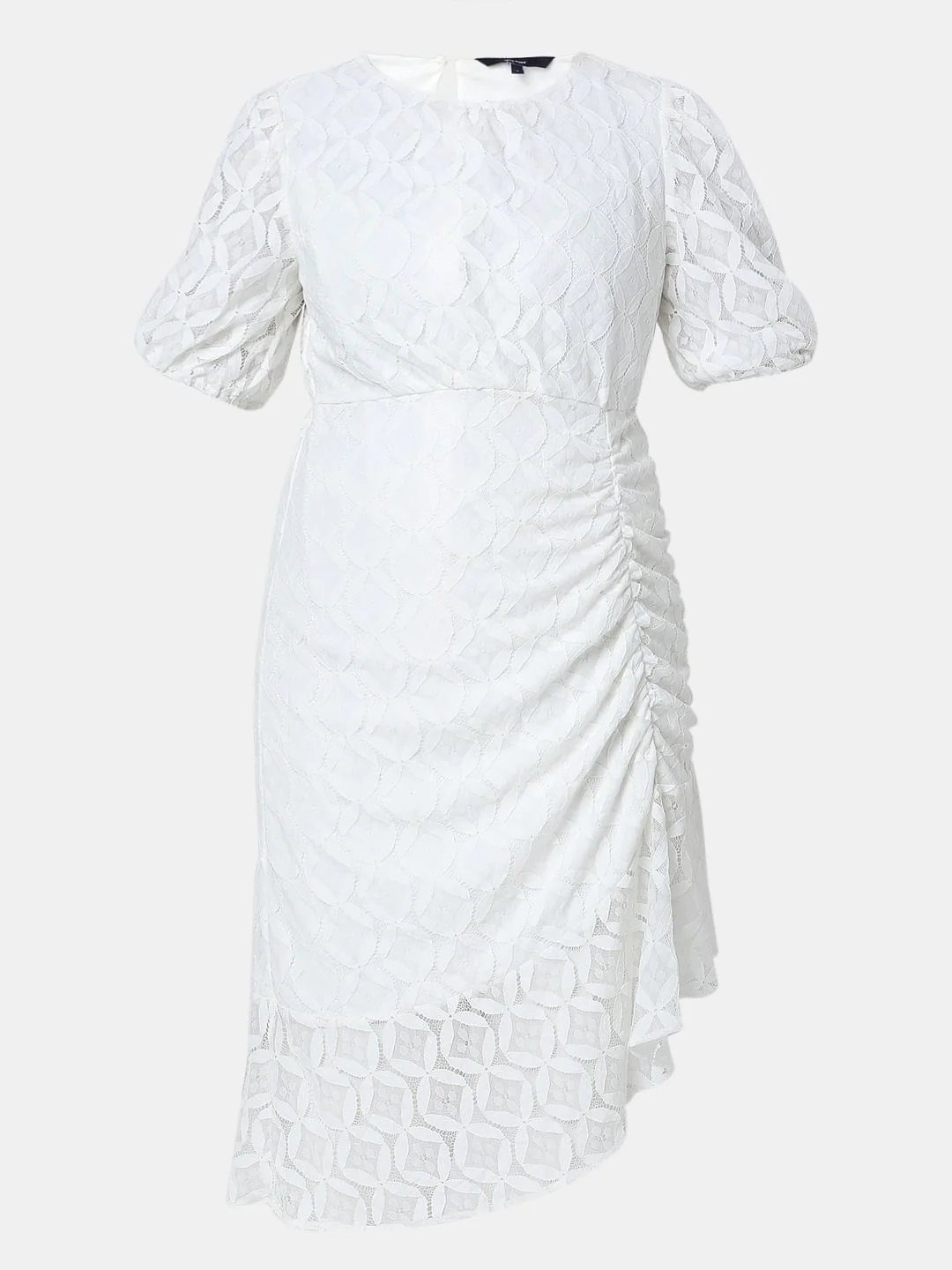 White Lace Asymmetric Dress - Image 7