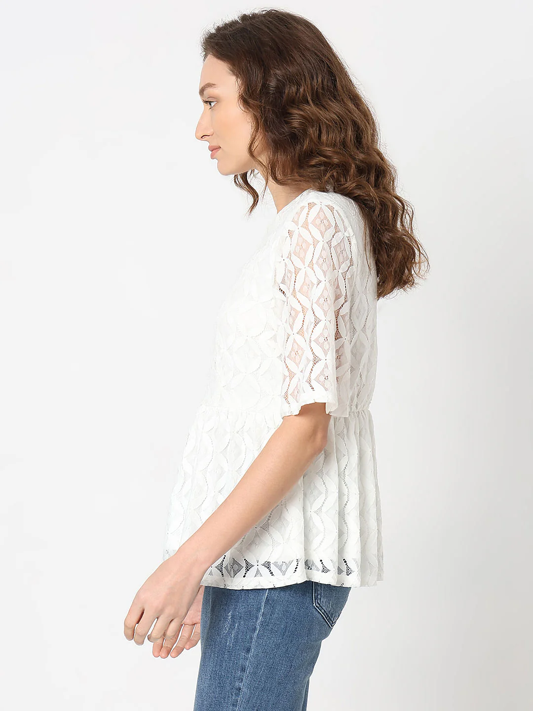 White Lace Ruffle Top - Image 3