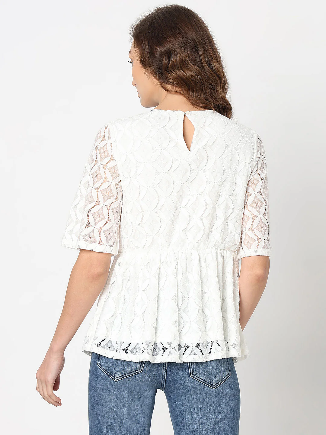 White Lace Ruffle Top - Image 4