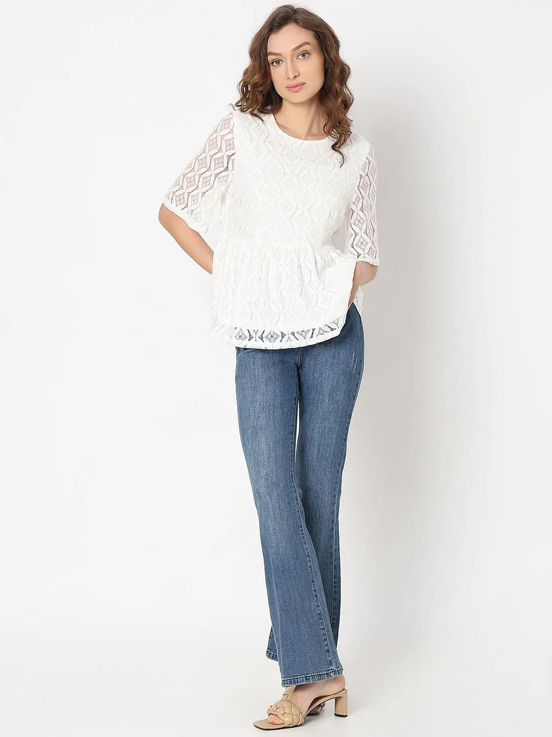 White Lace Ruffle Top - Image 5