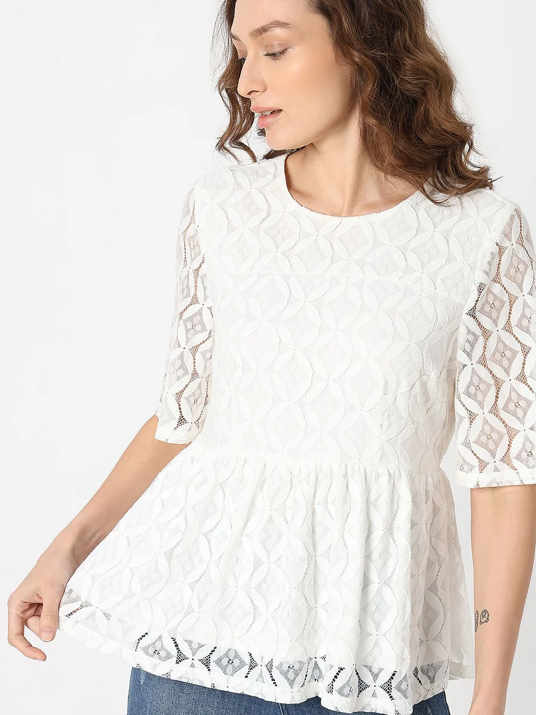 White Lace Ruffle Top - Image 6