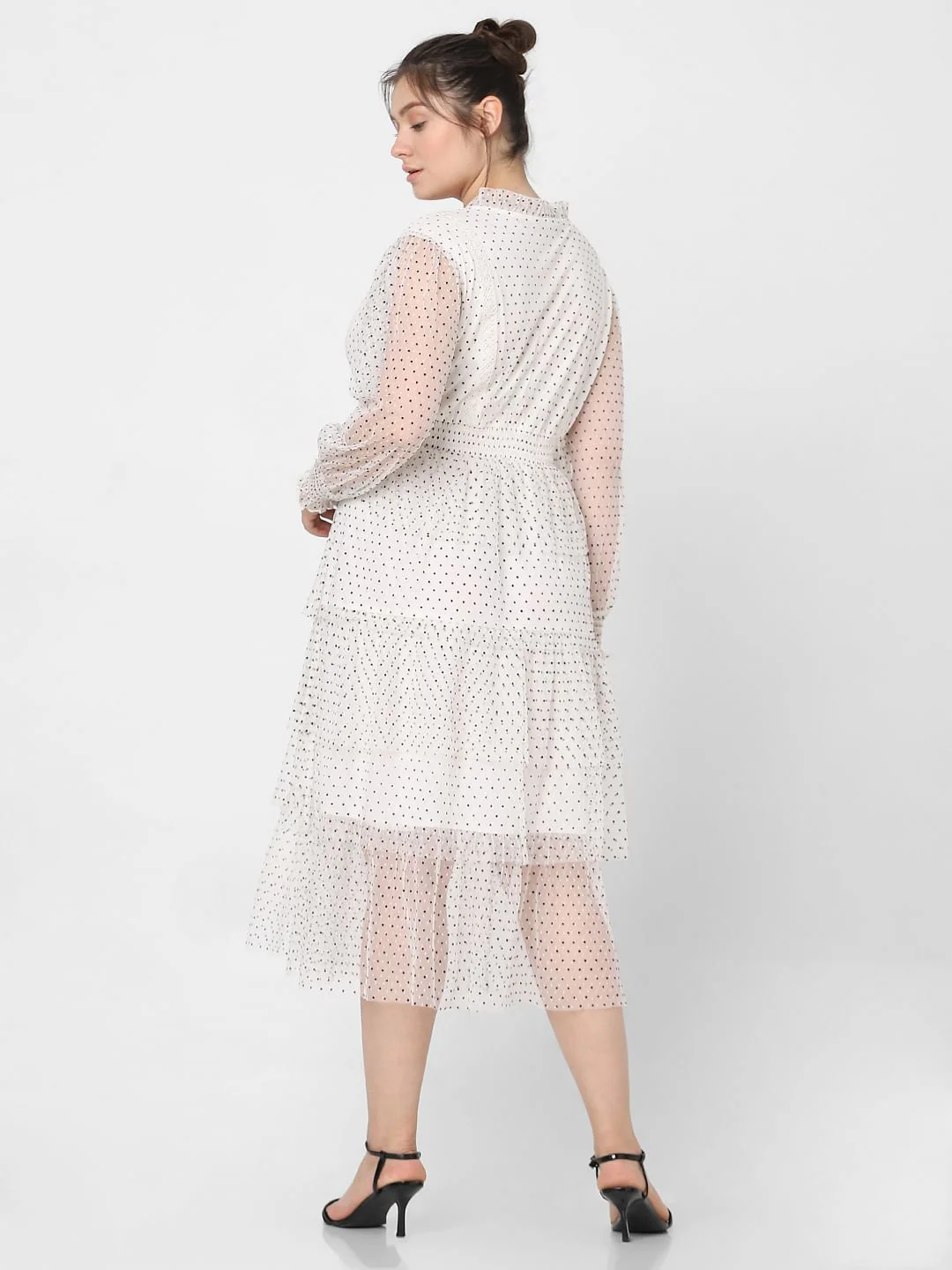 Curve White Polka Dot Fit & Flare Dress - Image 4