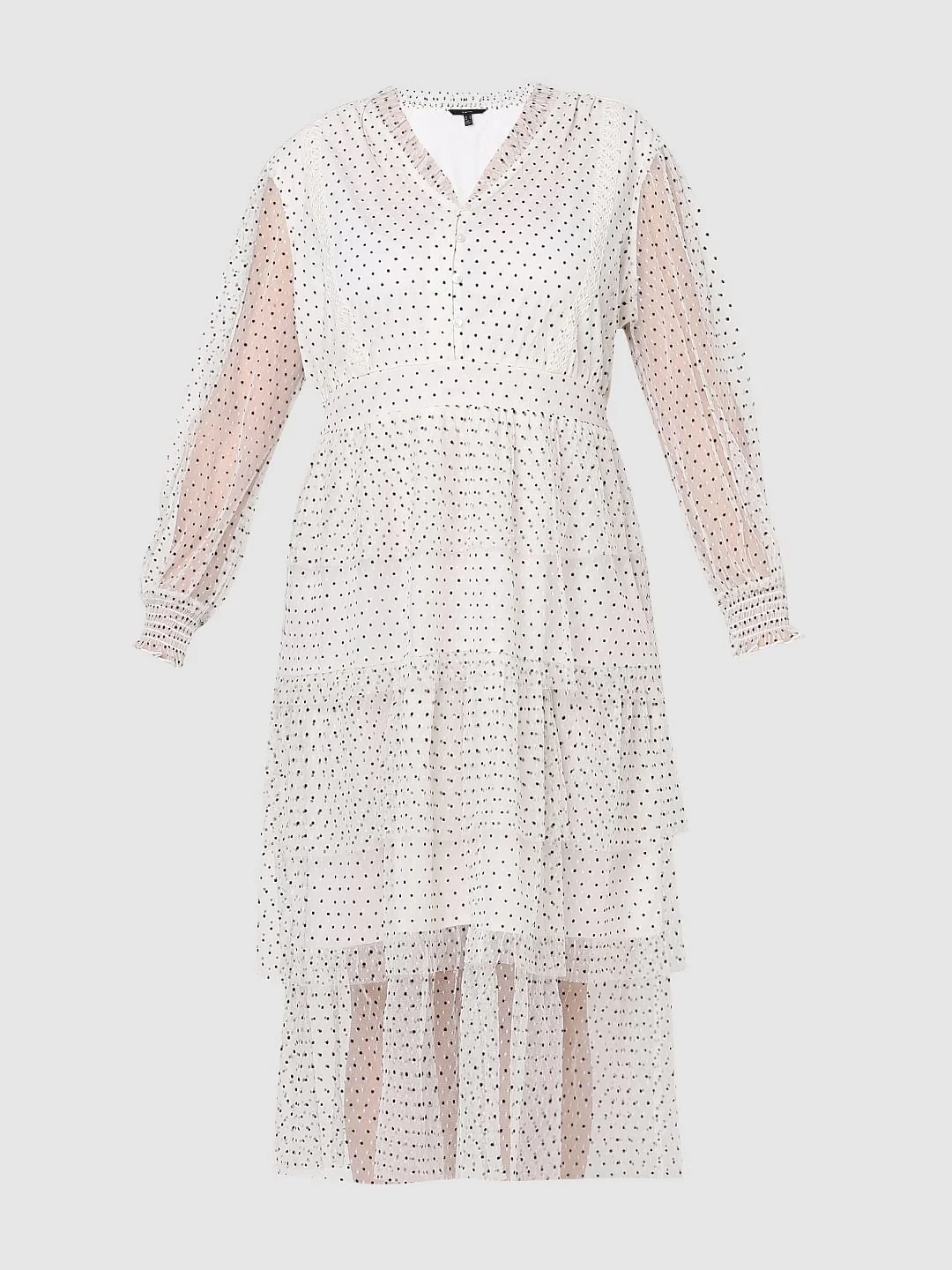 Curve White Polka Dot Fit & Flare Dress - Image 7
