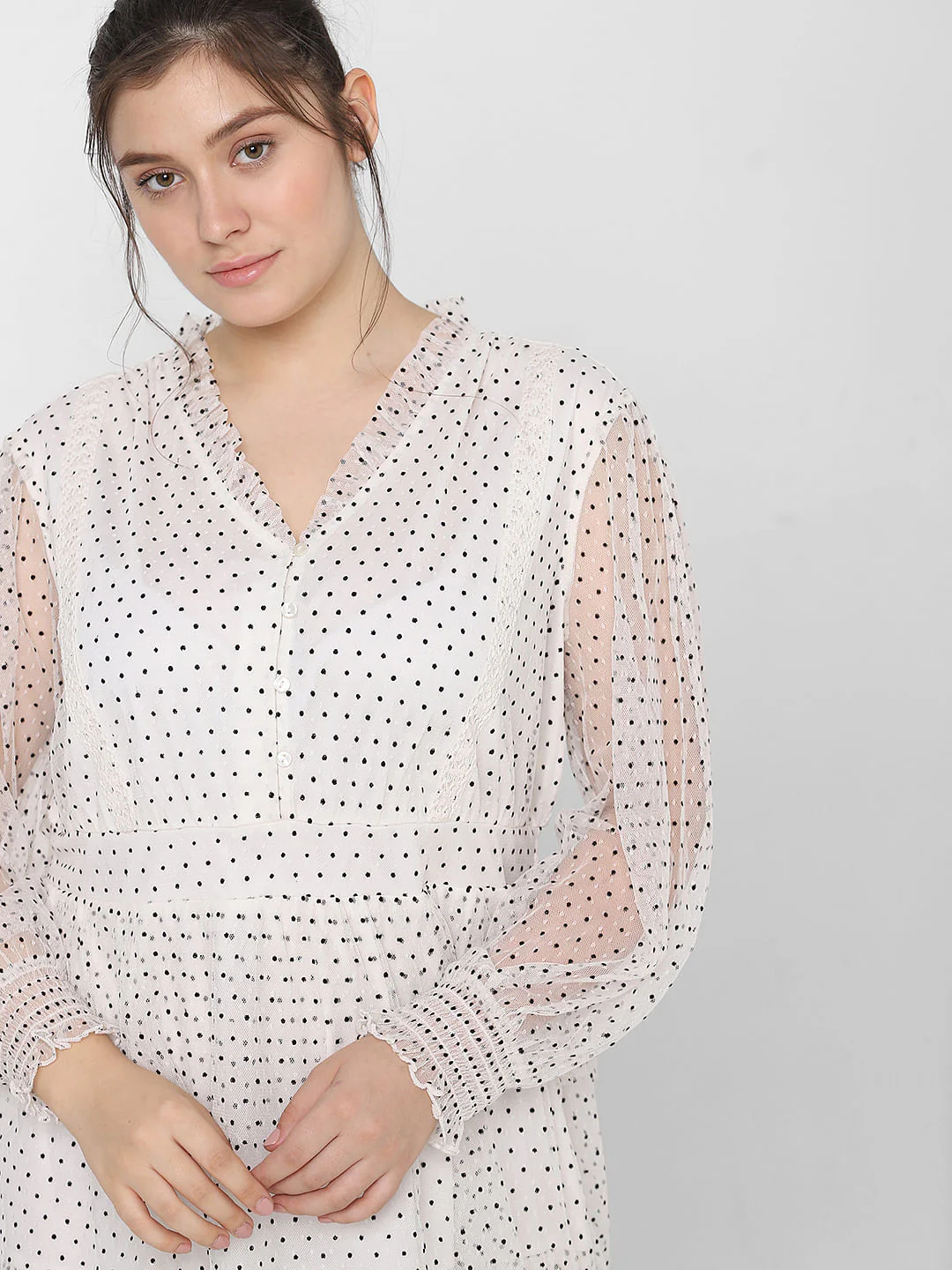 Curve White Polka Dot Fit & Flare Dress - Image 8