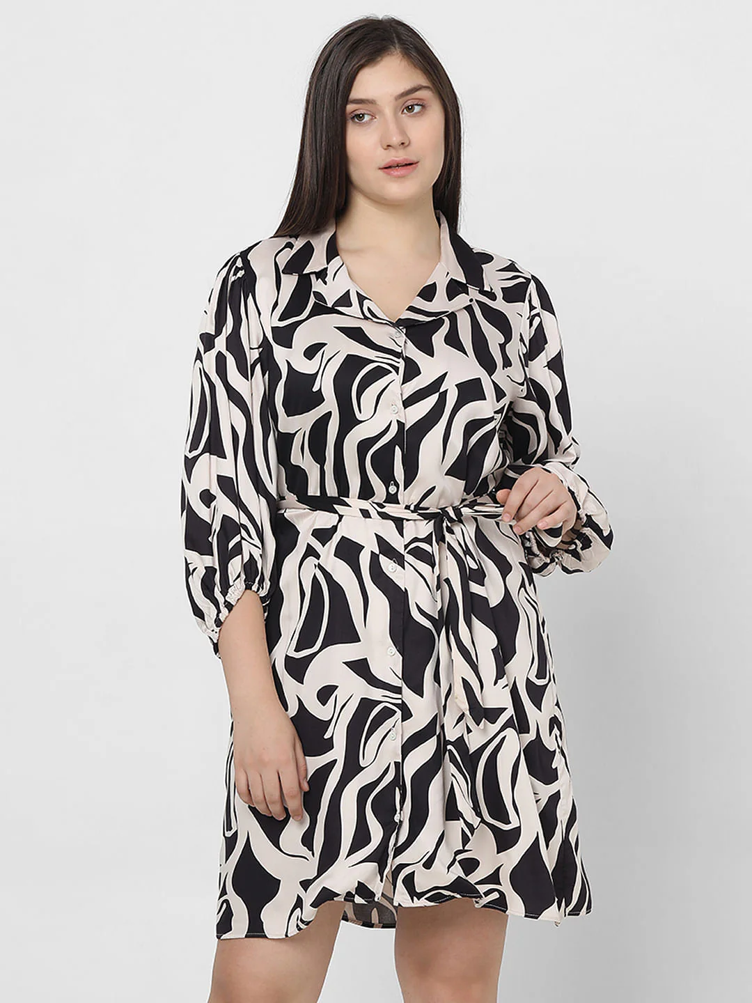 Curve Black Printed Shirt Dress - Image 2