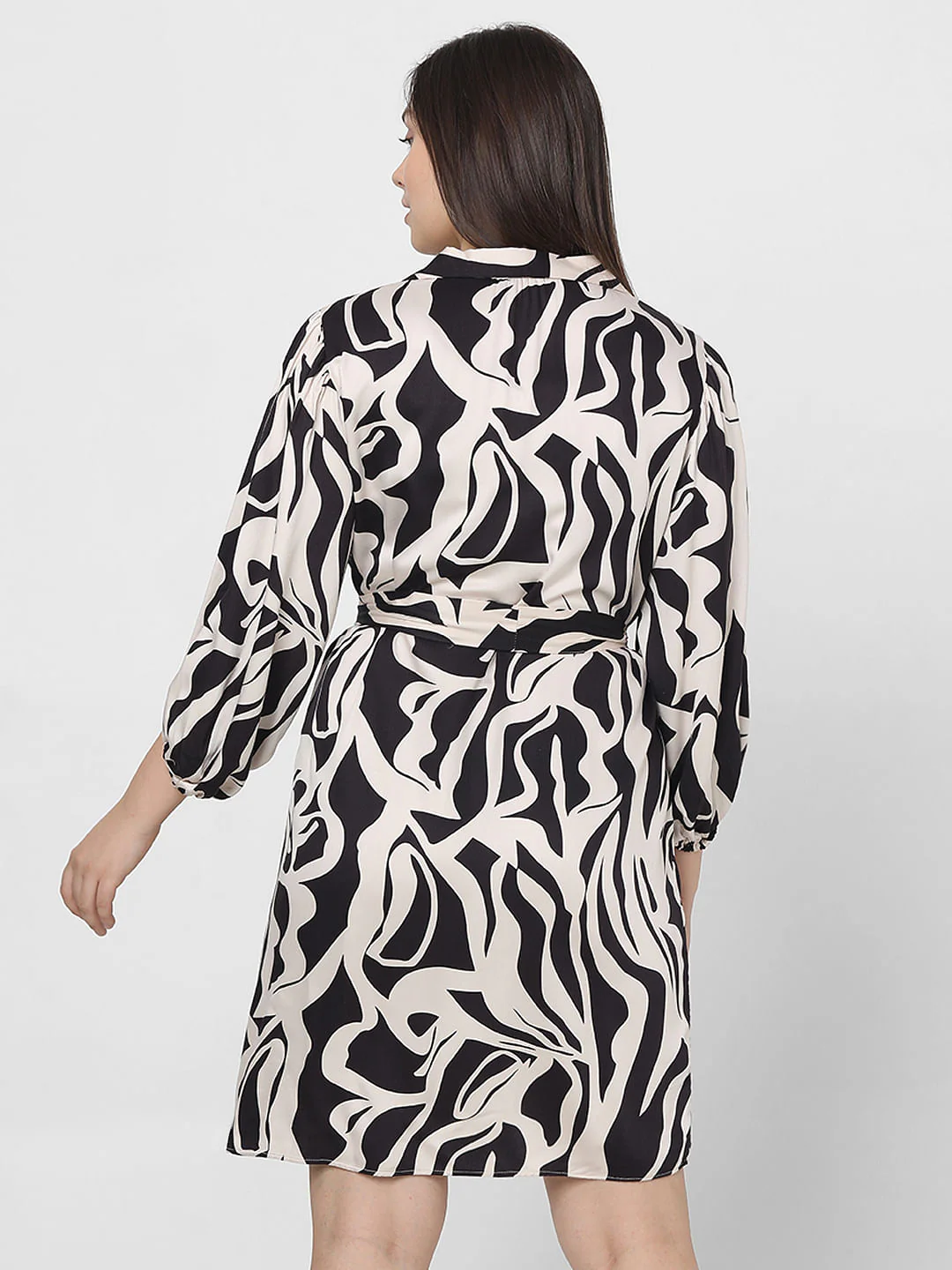 Curve Black Printed Shirt Dress - Image 4