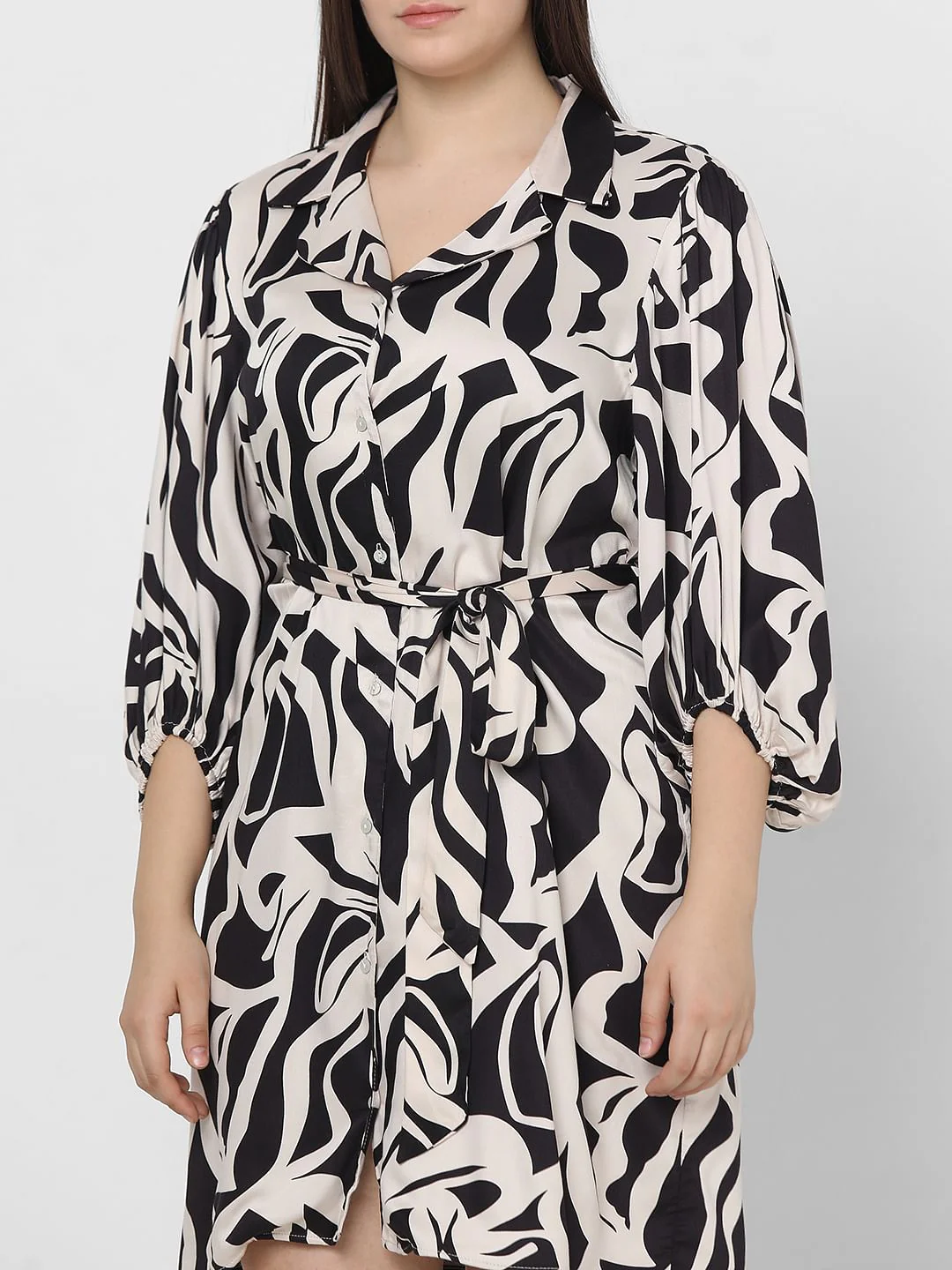Curve Black Printed Shirt Dress - Image 6