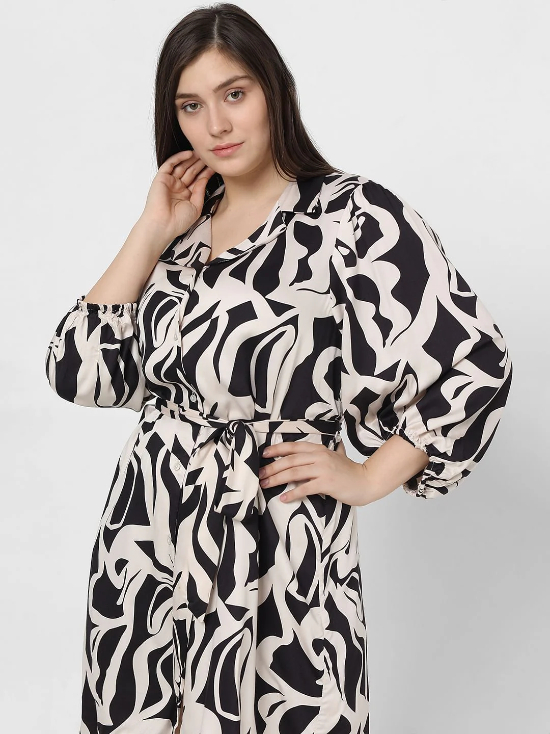 Curve Black Printed Shirt Dress - Image 8