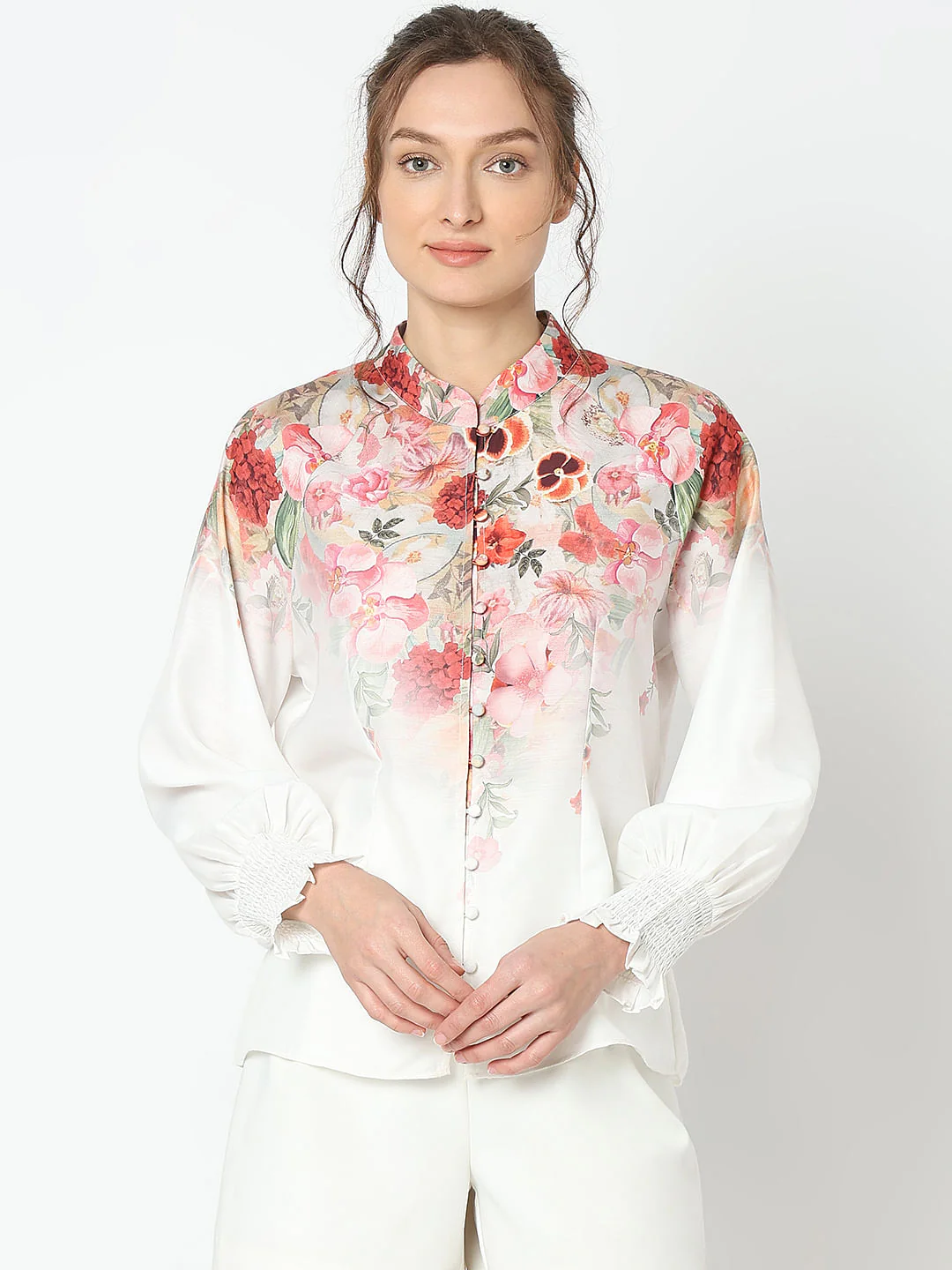 White Floral Print Top - Image 2