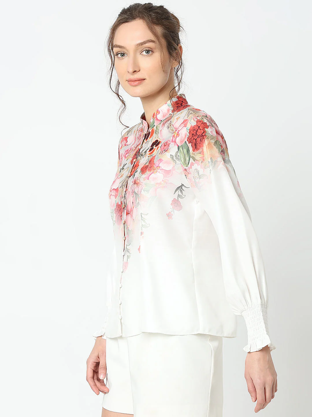 White Floral Print Top - Image 3