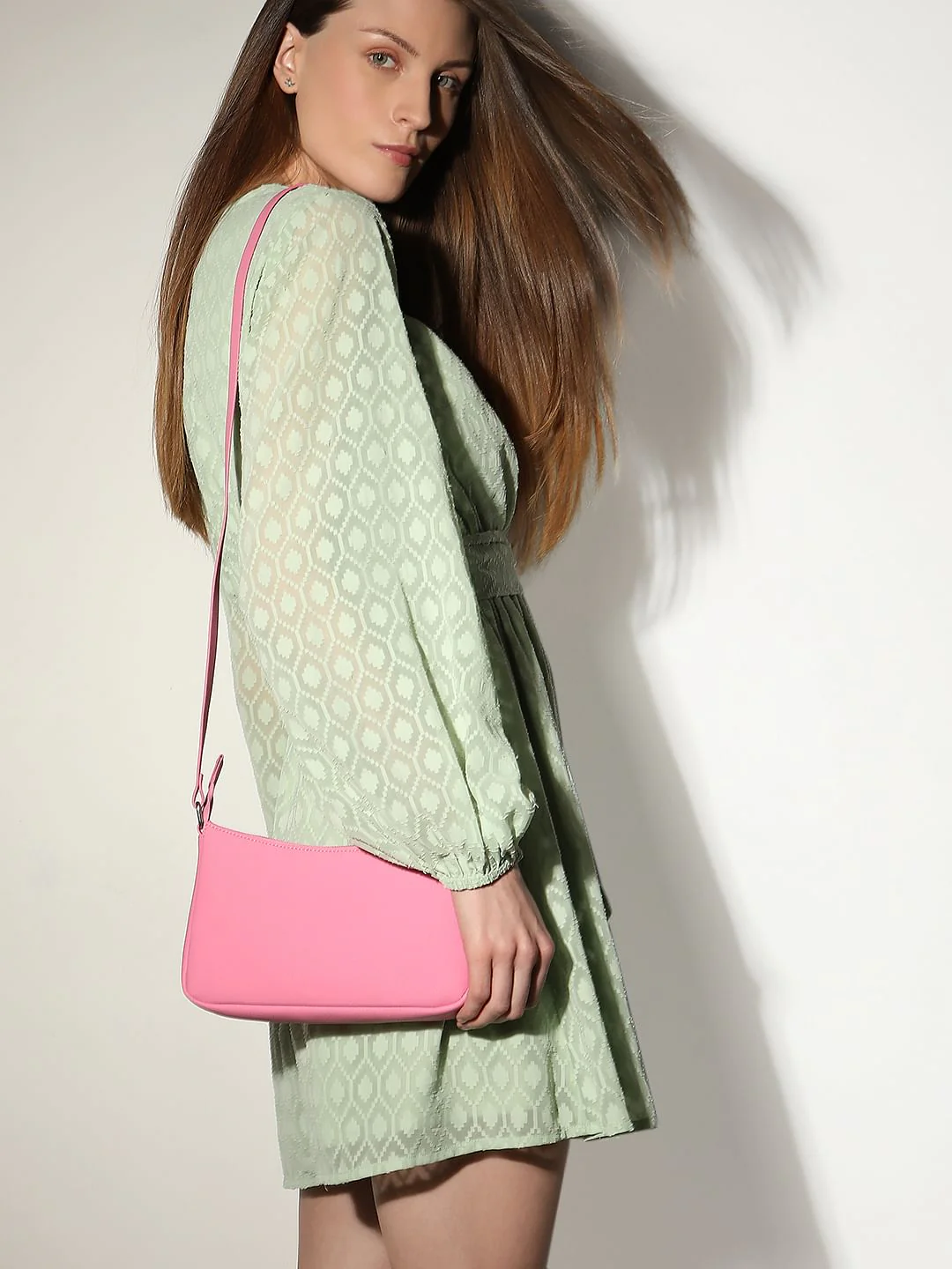 Pink Textured Sling Bag