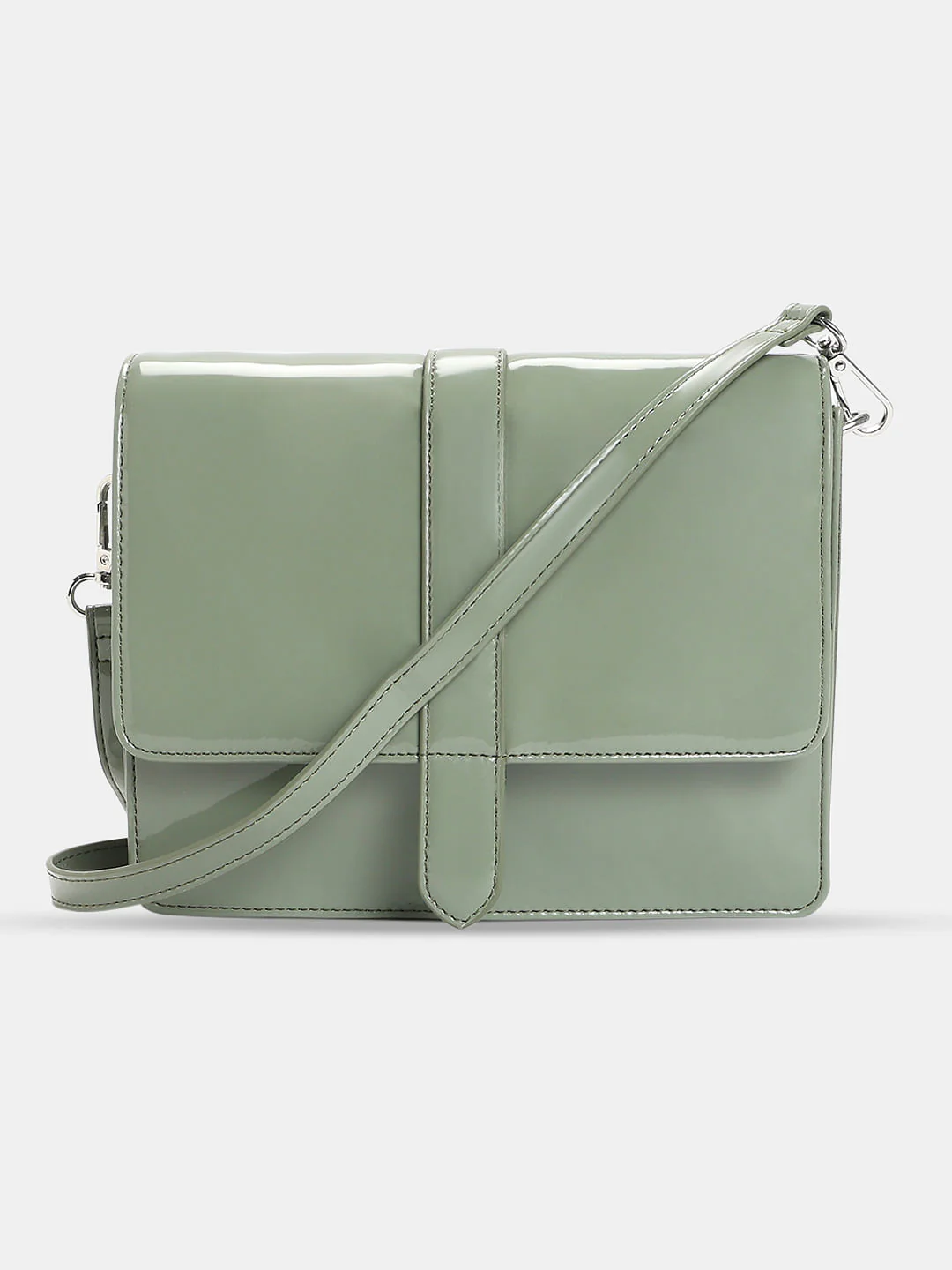 Green Glossy Finish Sling Bag - Image 2