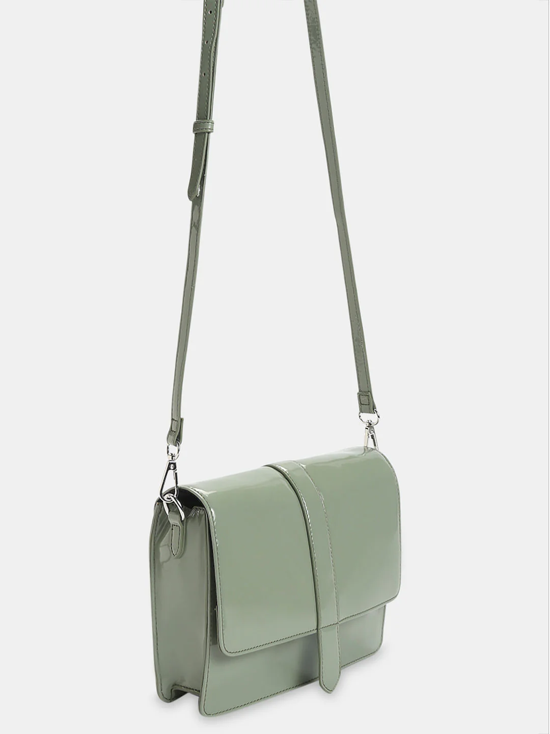Green Glossy Finish Sling Bag - Image 3