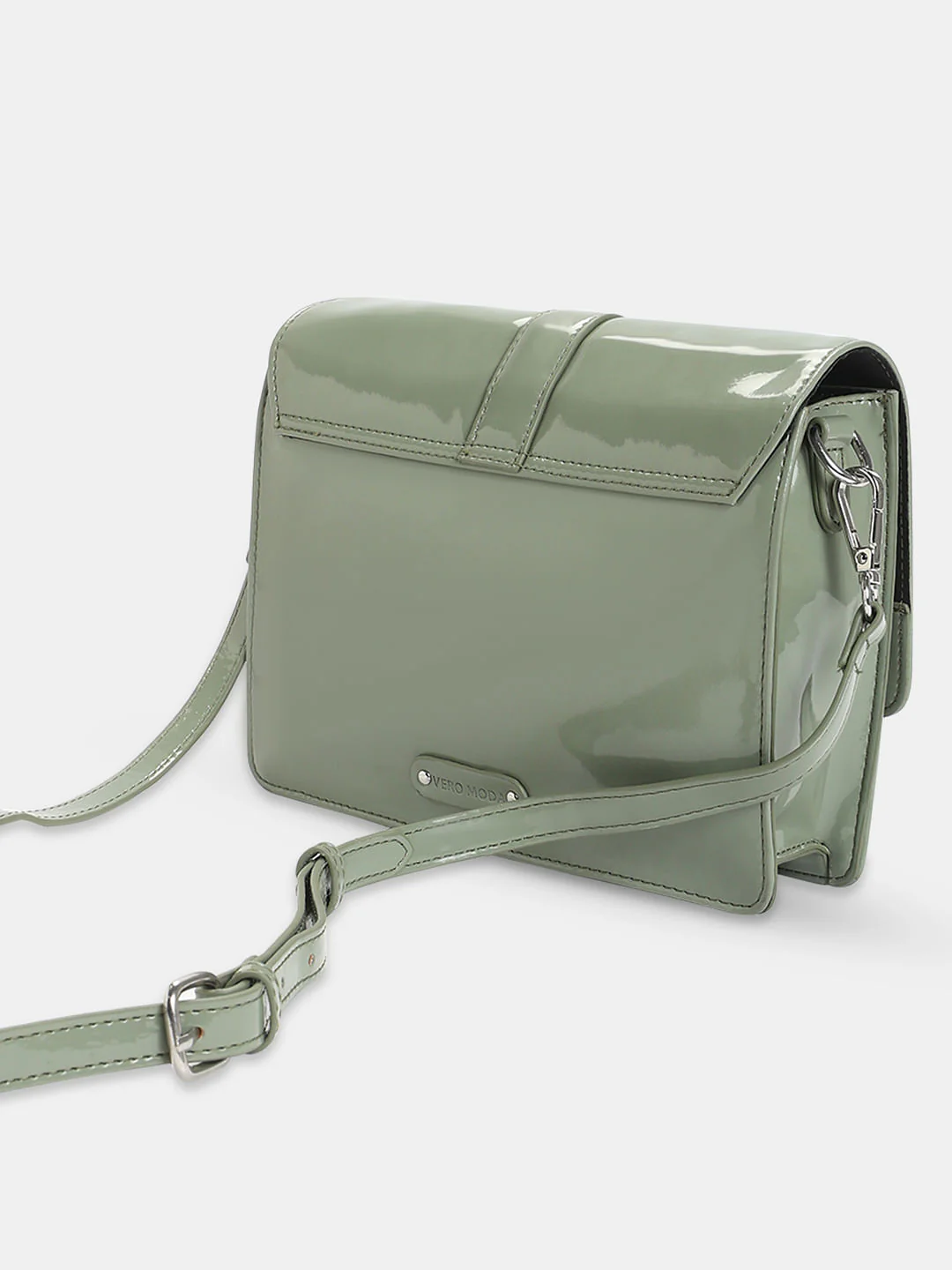 Green Glossy Finish Sling Bag - Image 5