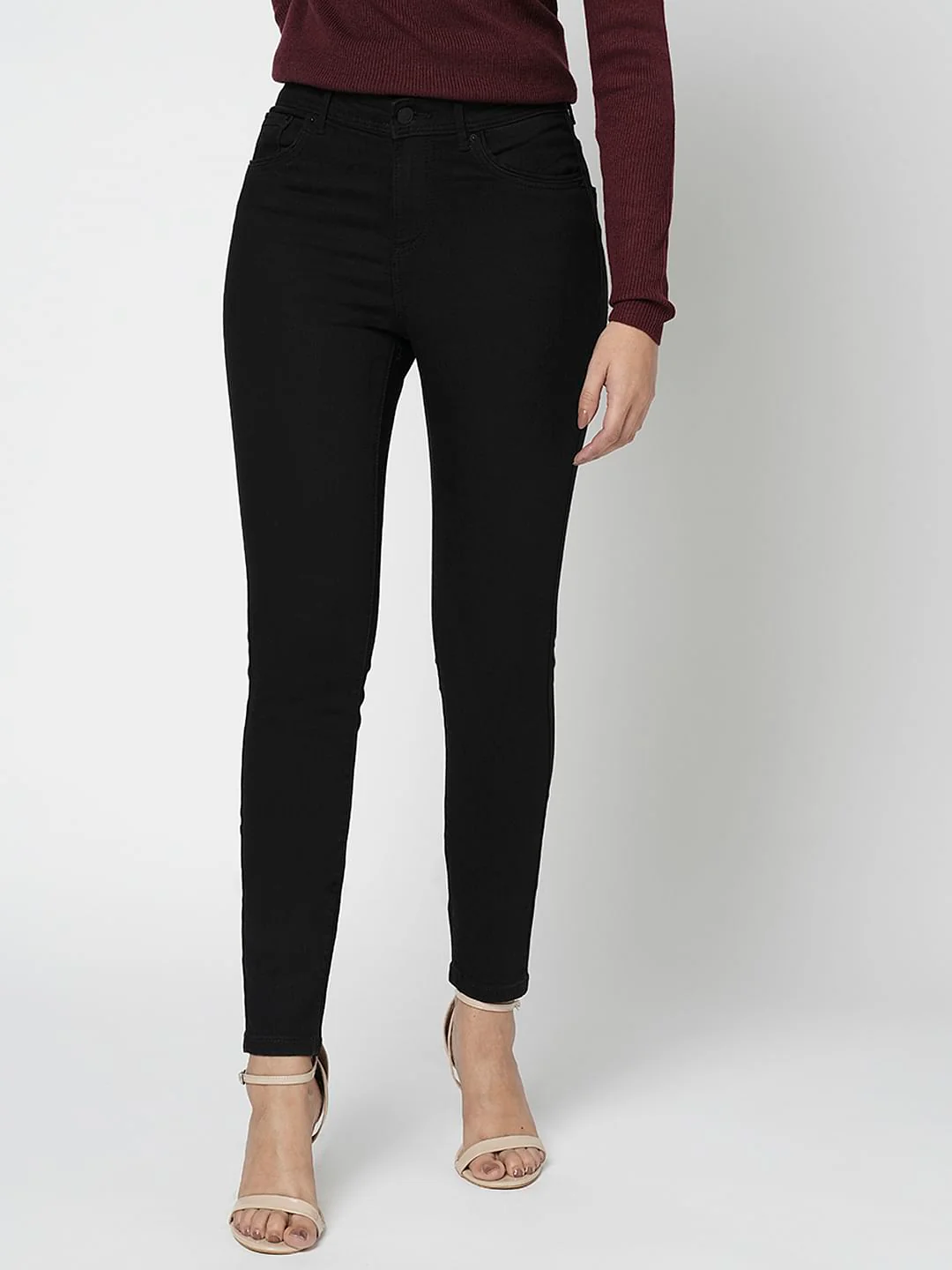 I.Scenery By Vero Moda Black Mid Rise Wendy Skinny Fit Jeans - Image 2