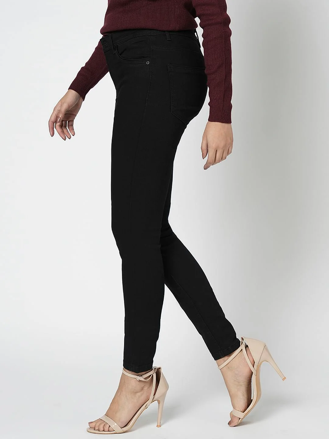 I.Scenery By Vero Moda Black Mid Rise Wendy Skinny Fit Jeans - Image 3