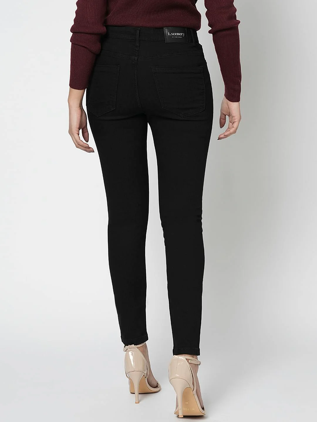 I.Scenery By Vero Moda Black Mid Rise Wendy Skinny Fit Jeans - Image 4